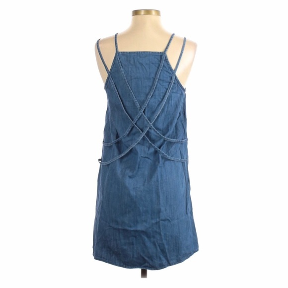 All Saints | Hally Dress Size Small Blue Chambray Strappy Back Detail - Picture 3 of 4